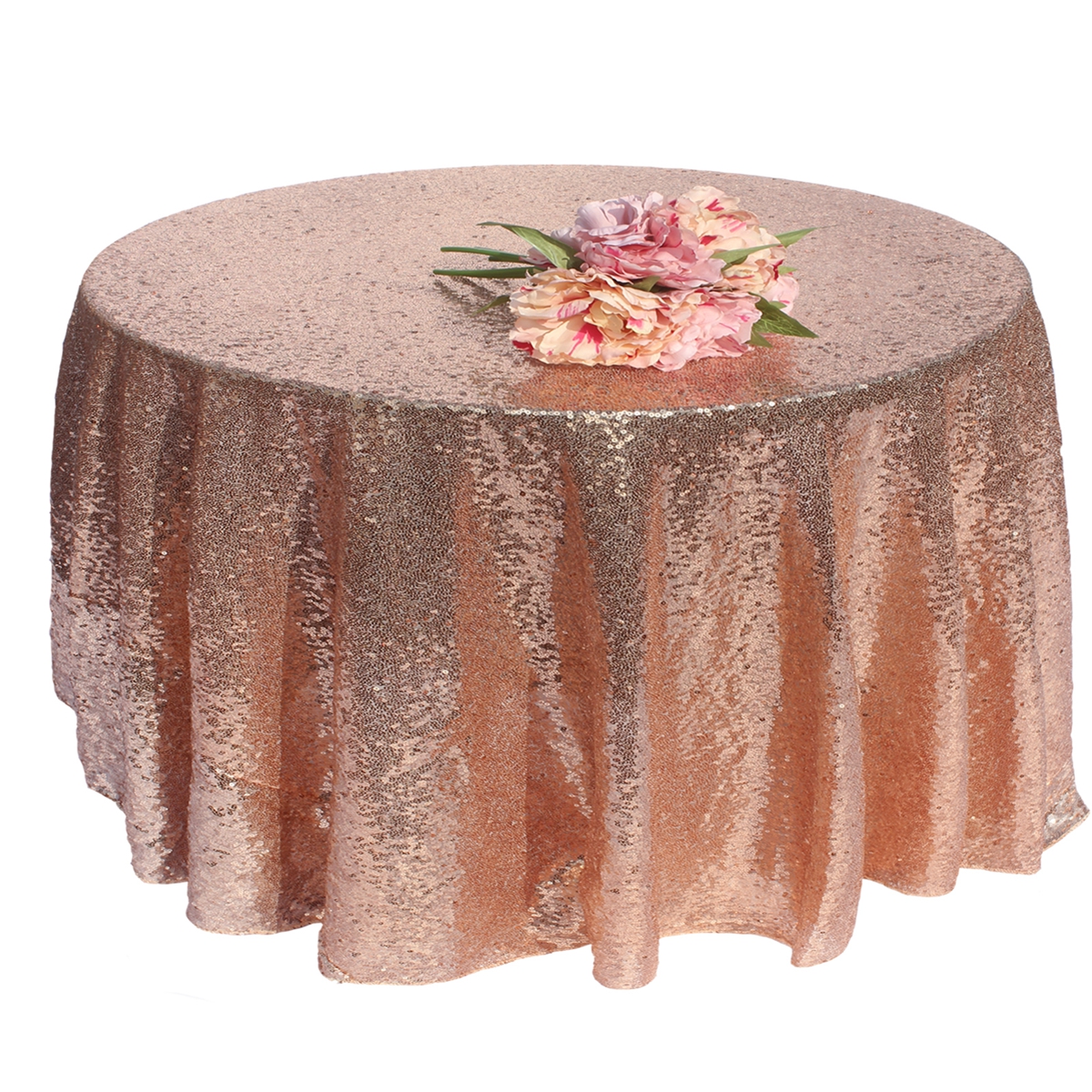 Nappe ronde à paillettes dorées, couverture élégante pour fête, événements, mariage, décoration de noël