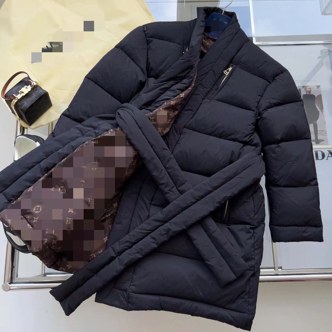 23SS Nuovo design autunno/inverno Nuovo cappotto in piumino di cotone di media lunghezza con allacciatura in vita
