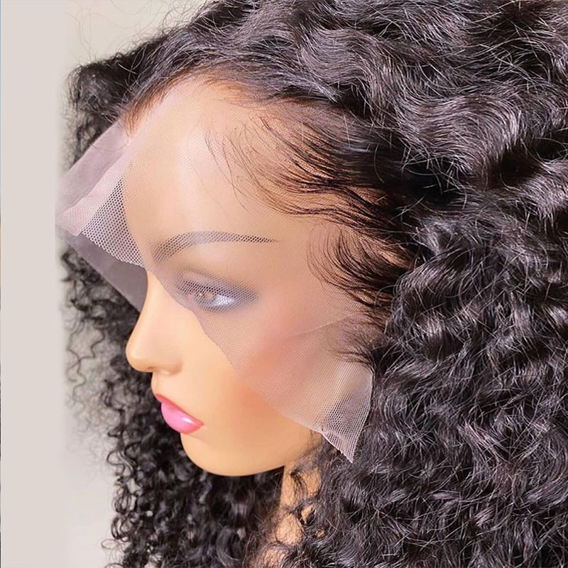 Long 26 Inch Soft Kinky Curly Pre Plucked Synthetic Lace Front Wig High Quality Heat Resistant Natural Hairline for Black Women