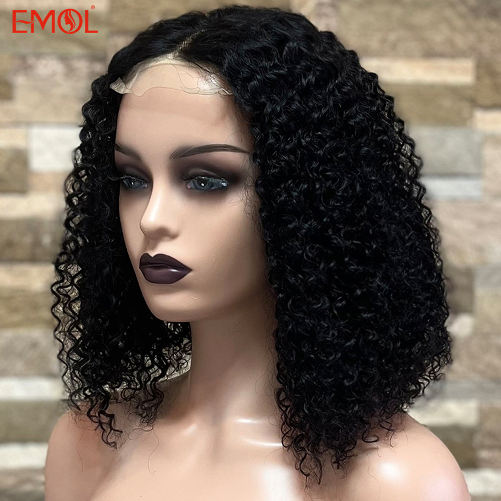 Bob Wig Kinky Curly Short Bob Human Hair Peruki for Women HD 13x4 Przezroczysty koronkowy peruka czołowa peruka ludzkie włosy 180%