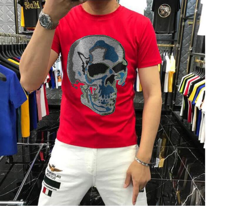S-6XL Anime T-shirt hommes crânes graphique strass haute qualité mode d'été perceuse chaude T-Shirts streetwear vêtements pour hommes