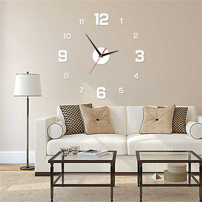 DIY Wall Clock 40cm/16'' Frameless Modern 3D Wall Clock Mirror Sticker Clock for Home Office Hotel Restaurant School Decoration HKD230825 HKD230825