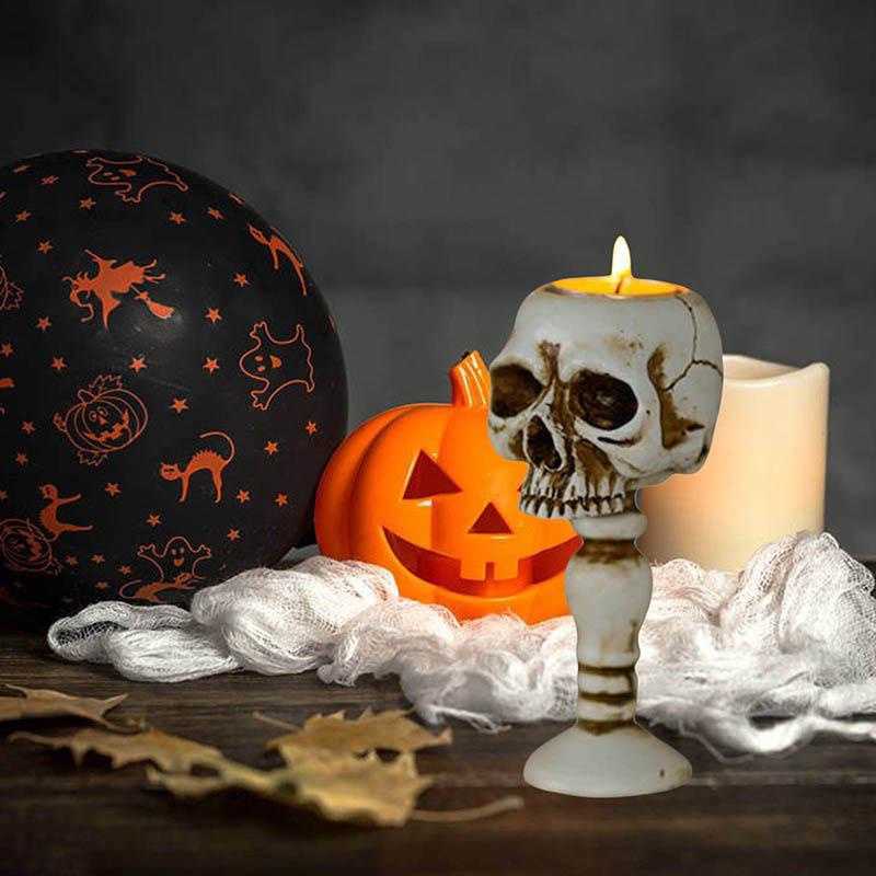 Skull Candle Holder Vintage Skeleton Candlestick Tea Light Cup for Home Party Decoration HKD230825