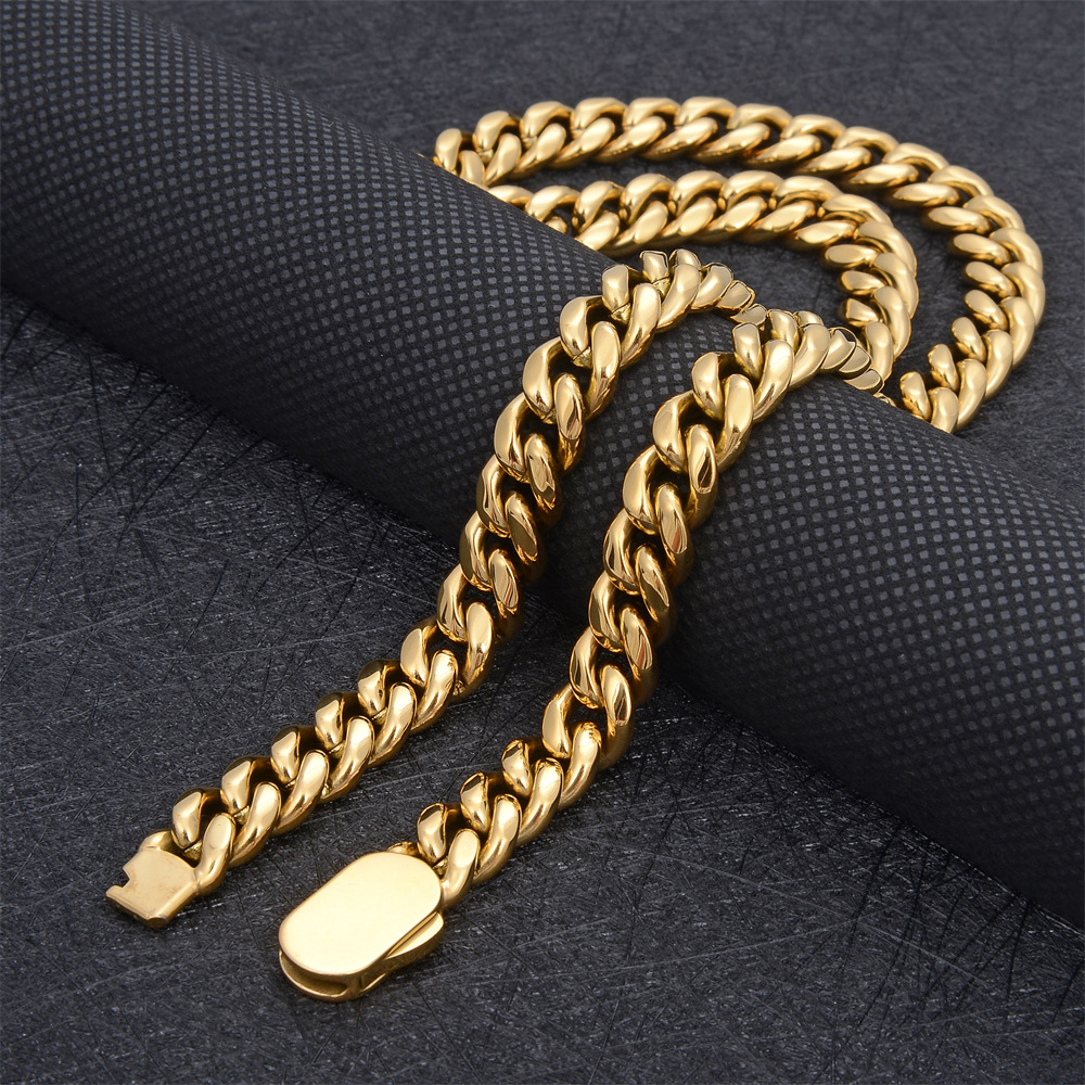 Necklace Mens 10mm Gold/Silver Cuban Exaggerated Gold/Silver Chain Mans Hip Hop Atmosphere Luxury Male Jewelry Necklaces