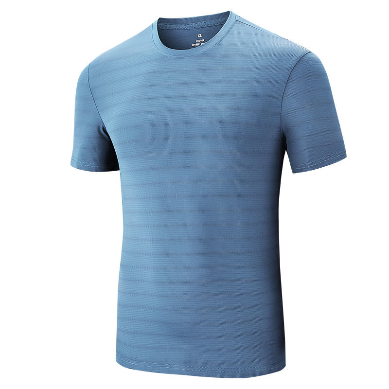 Pojemność biegania Jinammonia Ice Silk Szybkie suszenie T-shirt Solid Short Sleeve okrągła szyja T-shirt sportowy krótki rękaw chłodne pół-rękawowe koszula