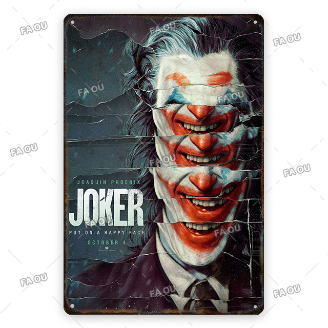 Personalizzato Joker Poster del film Targa in metallo Vintage Cinema Art Decor Clown Film Targa in metallo Poster del film retrò Man Cave Home Decor Targa 20 cm x 30 cm W01