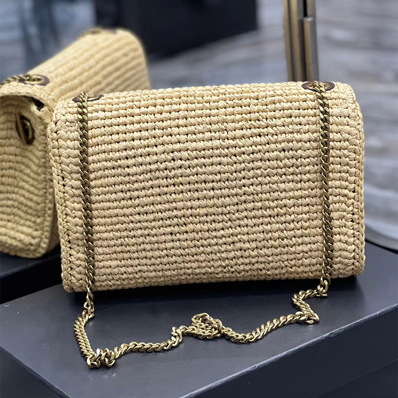 High Quality YLS designer bags lafite straw bag baguette bag luxury handbag shoulder bag chain crossbody lady small totes envelope bag Grass Weaving Beach Travel