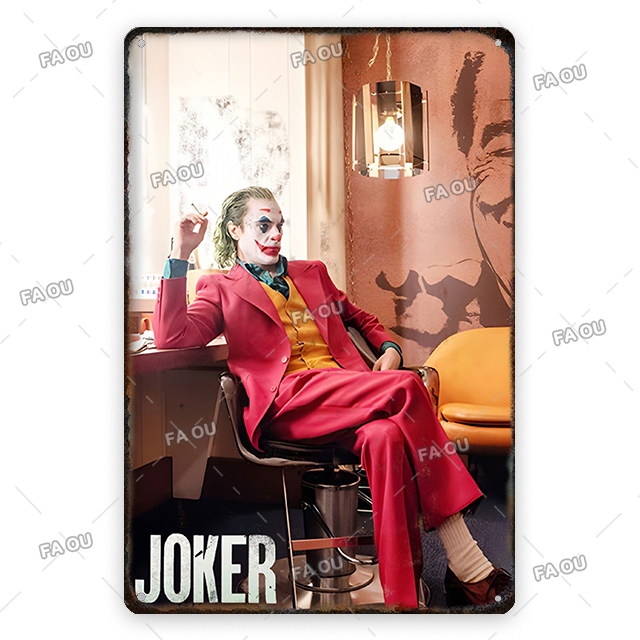 Personalizzato Joker Poster del film Targa in metallo Vintage Cinema Art Decor Clown Film Targa in metallo Poster del film retrò Man Cave Home Decor Targa 20 cm x 30 cm W01