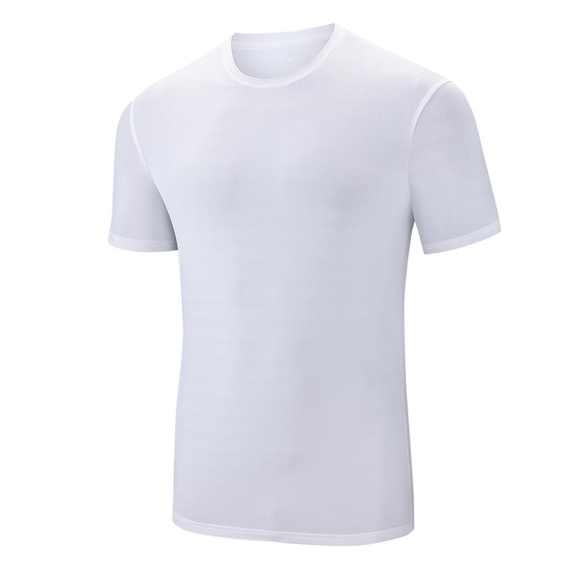 Pojemność biegania Jinammonia Ice Silk Szybkie suszenie T-shirt Solid Short Sleeve okrągła szyja T-shirt sportowy krótki rękaw chłodne pół-rękawowe koszula