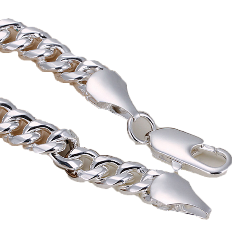 Braceuse de crevettes de crevettes de 10 m sur latéraux Men039S 925 Bracelet de charme de plaque en argent 205x10cm DFMWB151