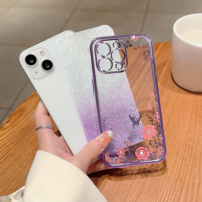 Bling Diamond Flower 6d Crromed Soft TPU for iPhone 14 Plus Pro Max 13 12 11 X XS XR 8 7 Butterfly Luxury Flight Flash