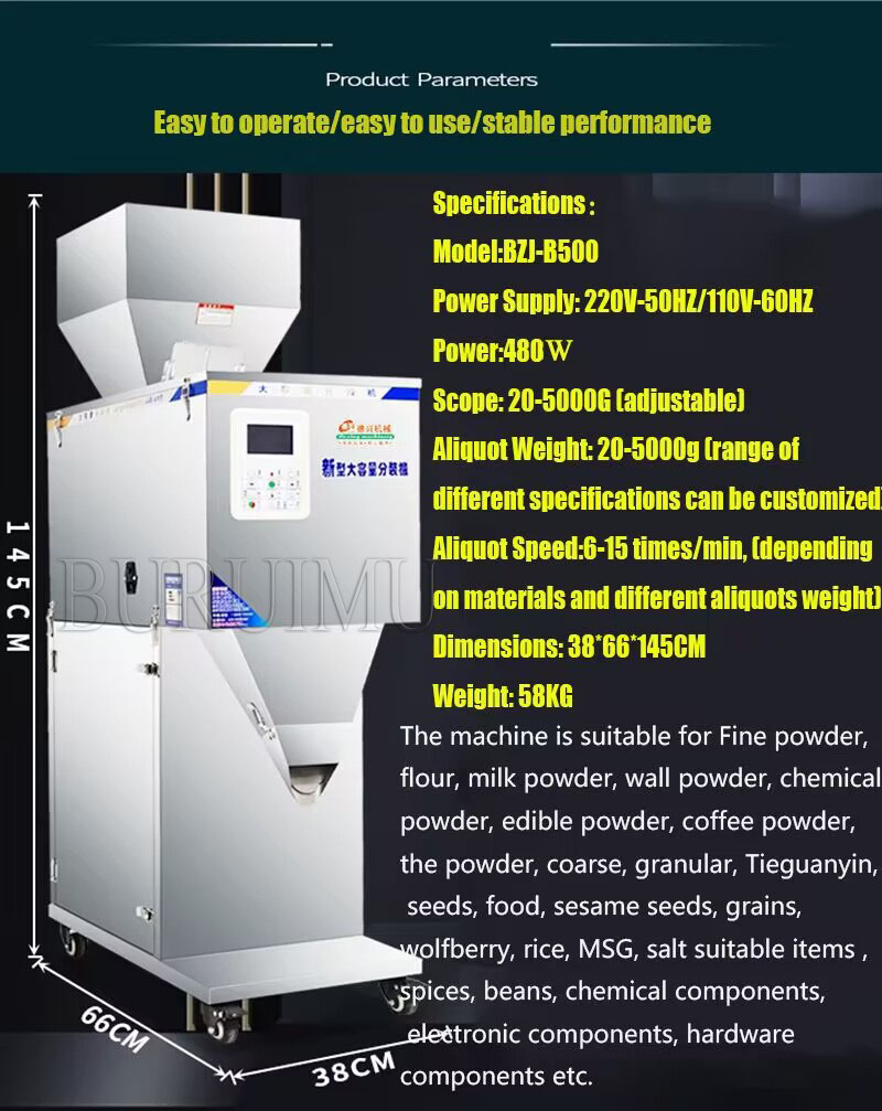 20-5000G Particle Bag Tepa Packaging Machine Cand Hardware Nut Powder Coffee Digital Control Automatic Weading Filling Machine