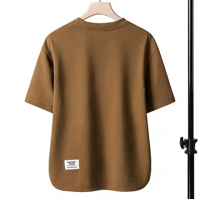 High quality swallowtail loose fitting trend pure cotton short sleeved t-shirt men's trend casual loose fitting round neck top bottom half sleeve