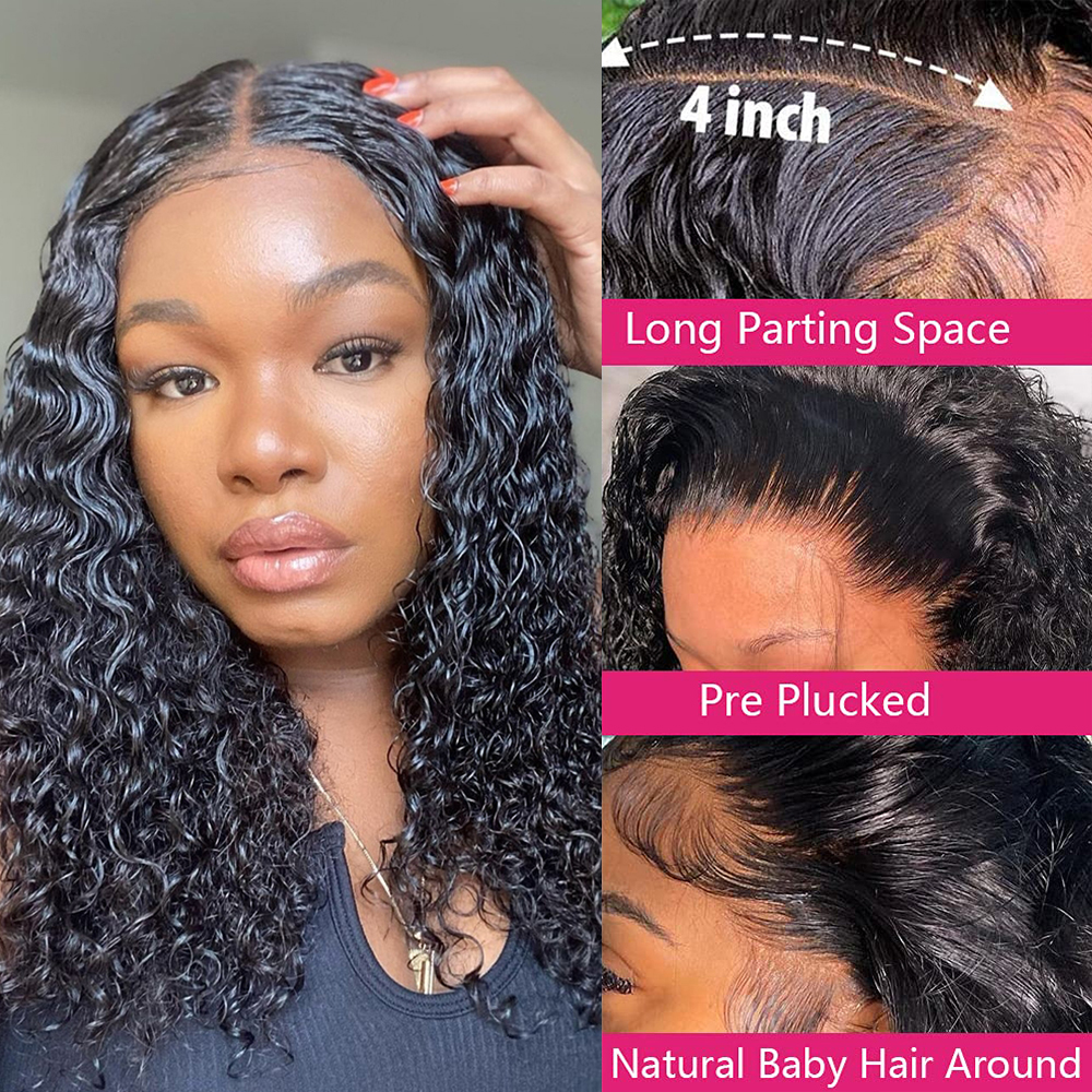 Deep Wave Frontal Wig HD Spets Front Human Hair Wig Brazilian Curly Human Hair Wig Great Remy Hair 4x4/13x4 Spets Front Wig Wig