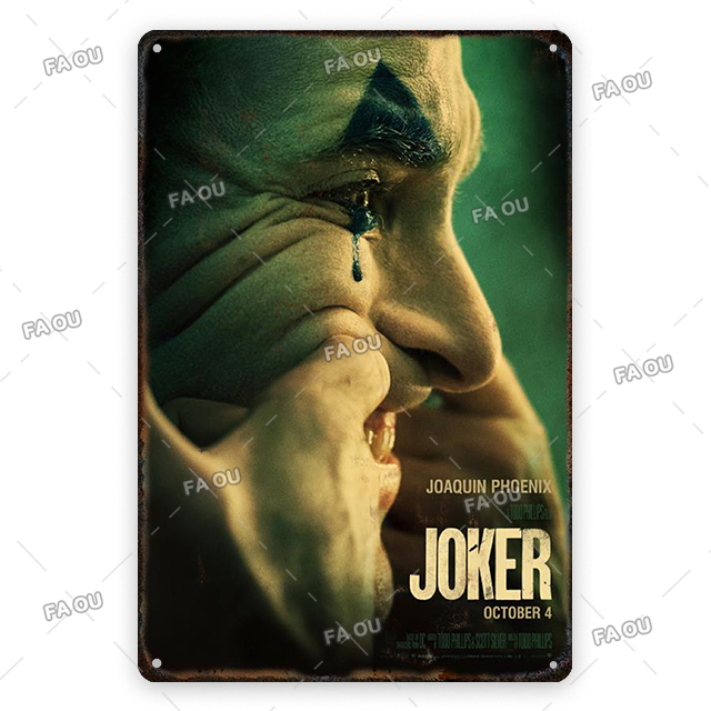 Personalizzato Joker Poster del film Targa in metallo Vintage Cinema Art Decor Clown Film Targa in metallo Poster del film retrò Man Cave Home Decor Targa 20 cm x 30 cm W01