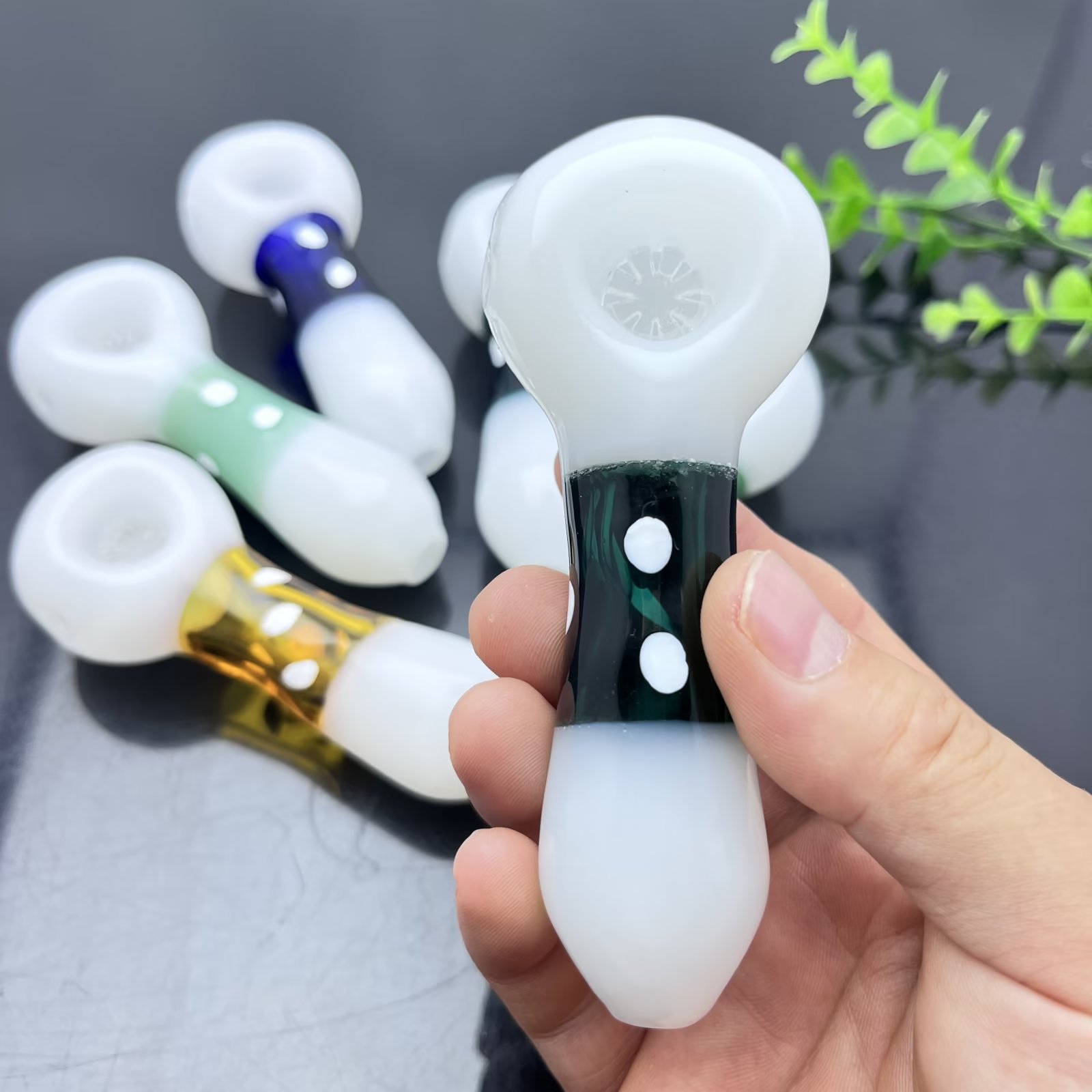 Glass Pipes Smoking Manufacture bongs blown hookah New Colored White Jade Glass Pipe