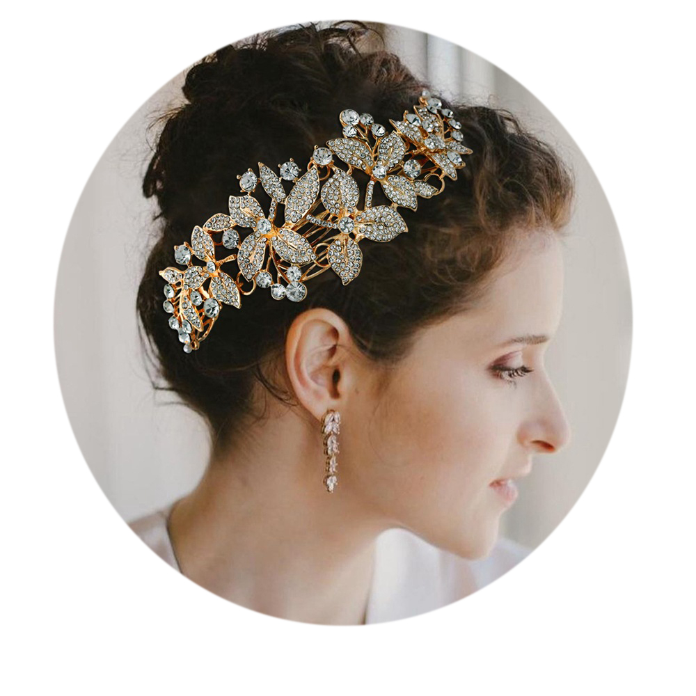 Accessori capelli da sposa indiani Fiore in lega Corone e diademi da sposa Pezzi capelli in argento Gioielli capelli da sposa