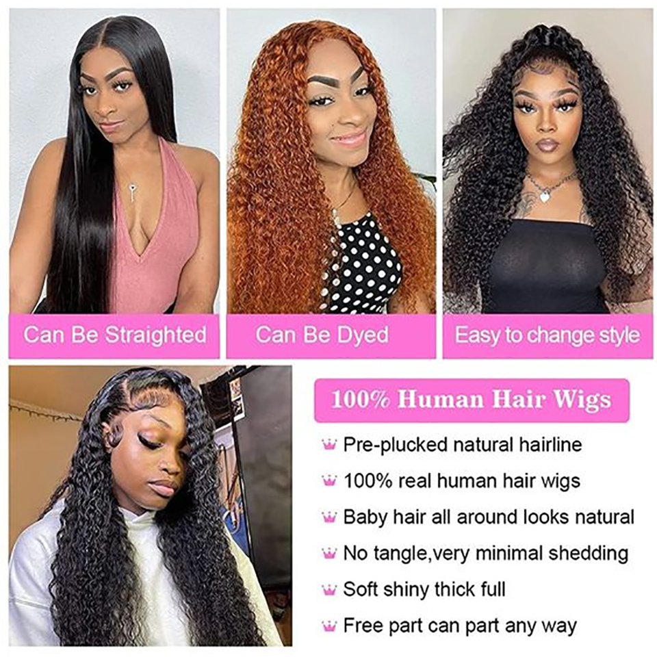 13x4 13x6 Deep Wave Frontal Wig Brazilian 4x4 5x5 HD Lace Closure Wig for Women Wet and Wavy 30 Inch Lace Front Wig Human Hair