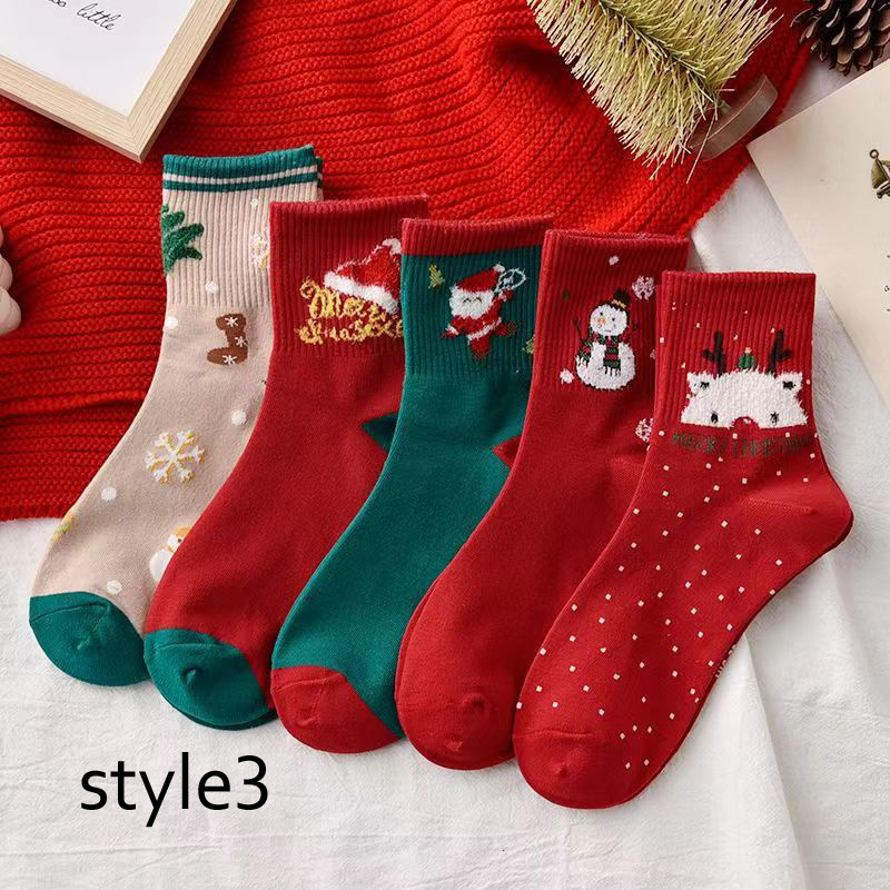 Socks Mid tube hosiery elk snowman Sock stockings for 18-40 years old couples' Christmas gift