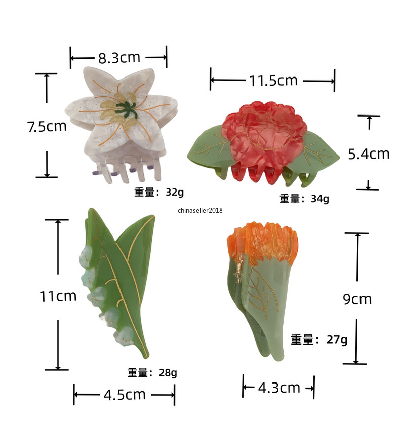 대형 아세테이트 꽃 게 헤어 클로 클로 여성 기질 기질 포니 테일 꽃 바렛 헤어 핀 헤어 액세서리 2023