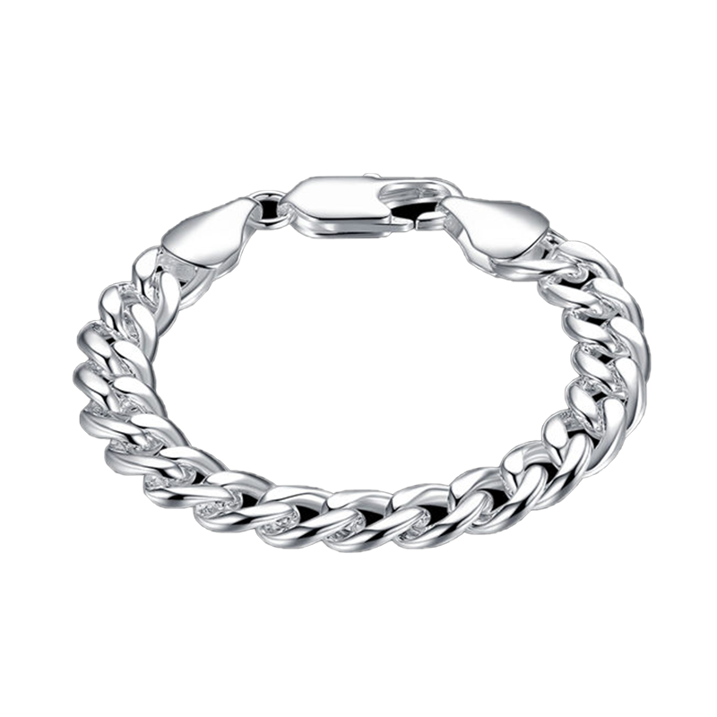 Helt ny 10m i sidled räkspänne Men039S 925 Silver Plate Charm Armband 205x10cm DFMWB151Sterling Silver Plated Jewel9237885