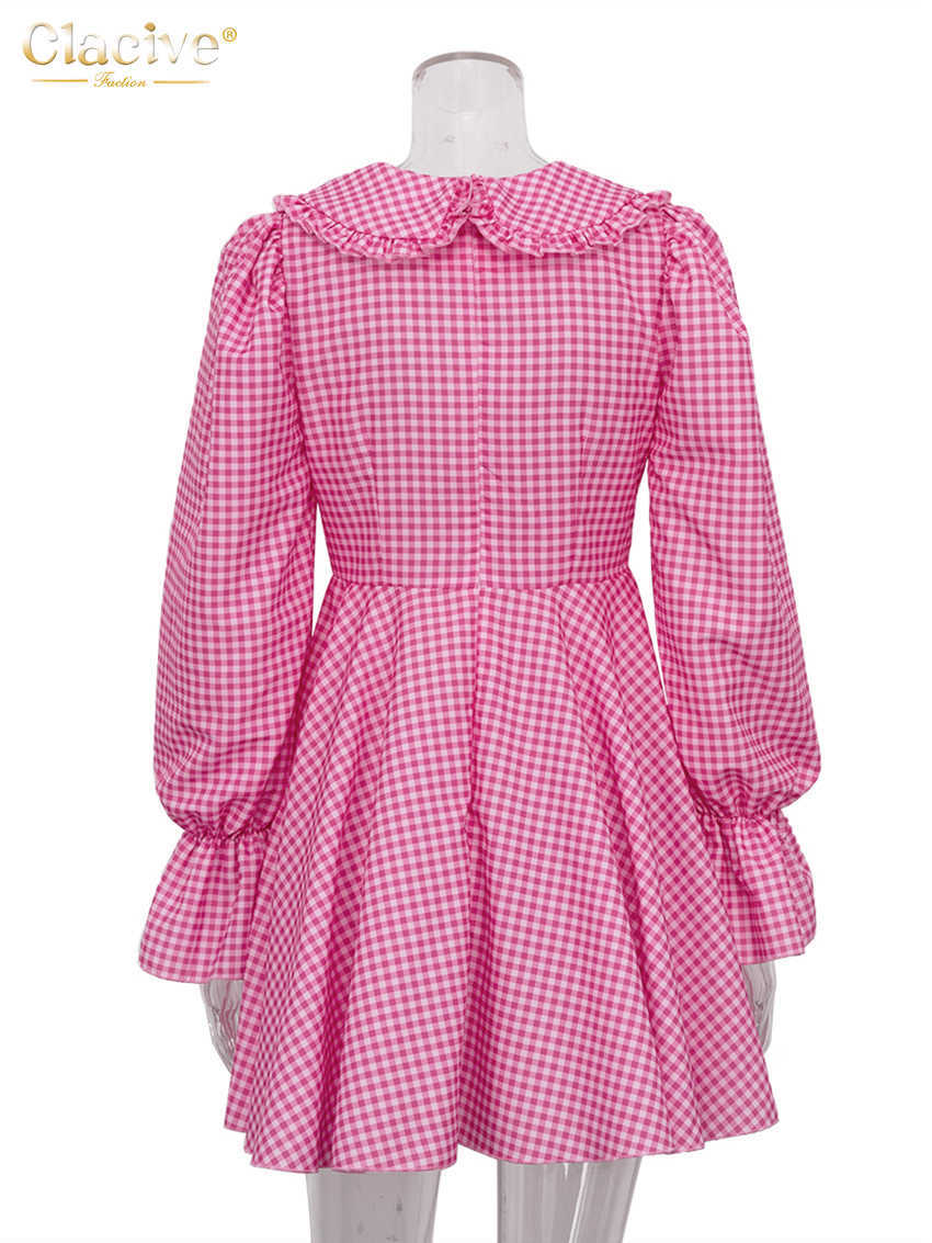 فساتين أساسية غير رسمية مثيرة عميق الخامس الخامس للمرأة المطبوعة أزياء دمية خط العنق فانوس فانوس مصغرة فستان الأنيقة الوردي مطوية لباس T230825