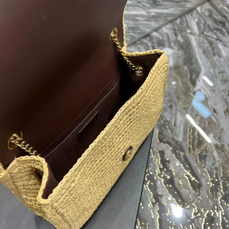 Yüksek kaliteli yls tasarımcı çantaları lafite saman çanta baget çanta lüks çanta omuz çanta zinciri crossbody lady küçük totes zarf çanta çim dokuma plaj seyahat