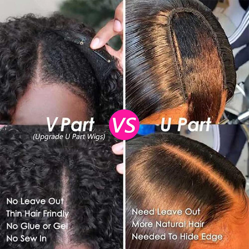 Crépus droite U V partie perruque cheveux humains sans laisser de colle U partie brésilienne Yaki droite cheveux humains perruques pour les femmes vierges