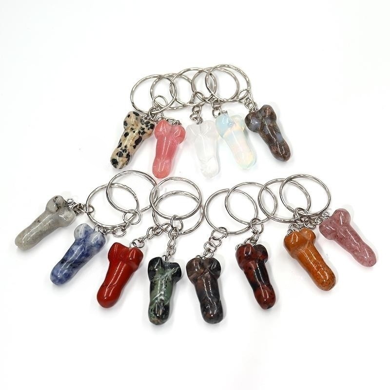 Keychains Man Penis Pendant For Natural Stone Genitalia Shaped Pendants Car Keyring Hanging Jewelry Funny Women Friends Gifts