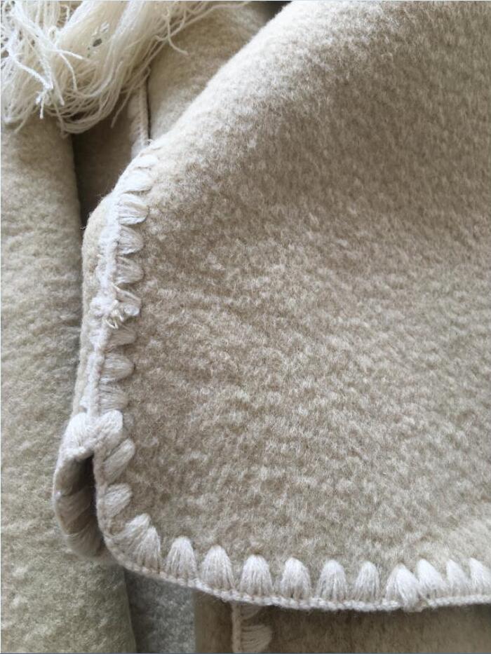 2023-Tote/me Sciarpa monopetto con nappe Cappotto in lana color pelo di cammello