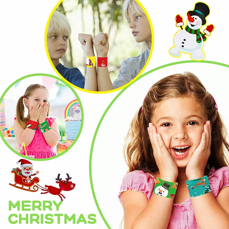 Weihnachtsschnapparmbänder XMAS Party Gefälligkeiten Slap Armbänder verschiedene Weihnachtsmuster Slap Armband Weihnachtsfeier HZ0053