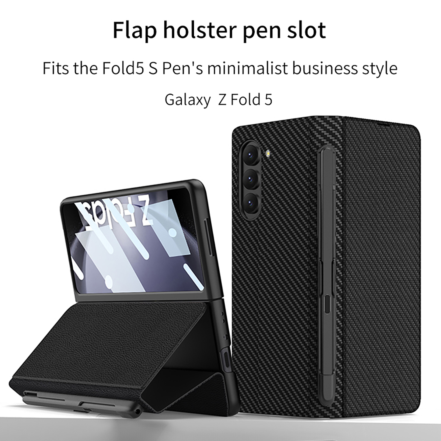 Portfel skóra do Samsung Galaxy Z Fold 5 Flip Book Pen Pen Slot Wspornik ochronny