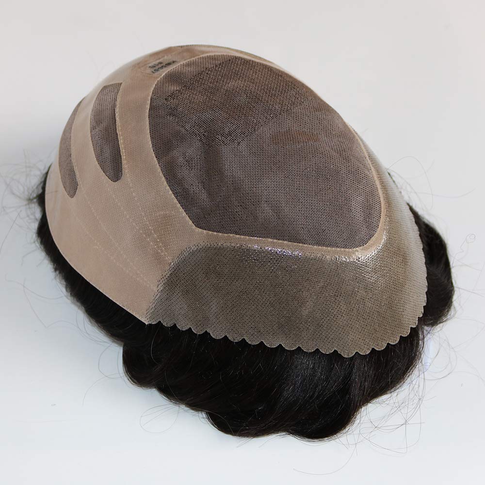 Bond Base Custom Customized Brown Men Human Hair System Replacement Toupee Hairpiece Installation Wig Prosthesis for Hair Loss