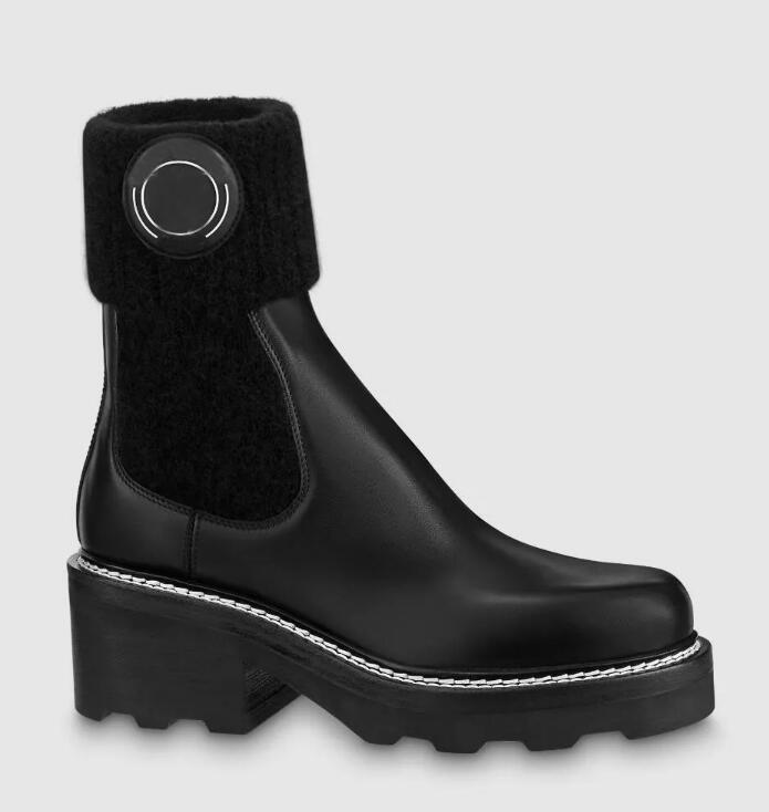 Marca de inverno elegante Beaubourg Ankle Boots Mulheres Martin Black Bezerro Couro Senhora Botas Festa Casamento Lady Knight Chelsea Boot EU35-42 Caixa Original