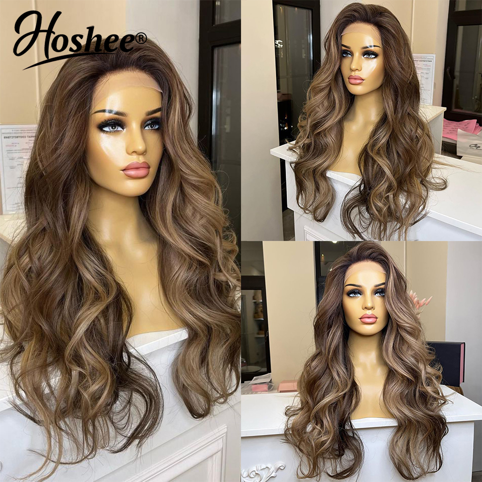 13x4 Body Wave Human Hair Wigs Ombre Brown Spets Front Wigs Human Hair Brazilian Remy Hair Spets Wigs For Women Pre-Plucced