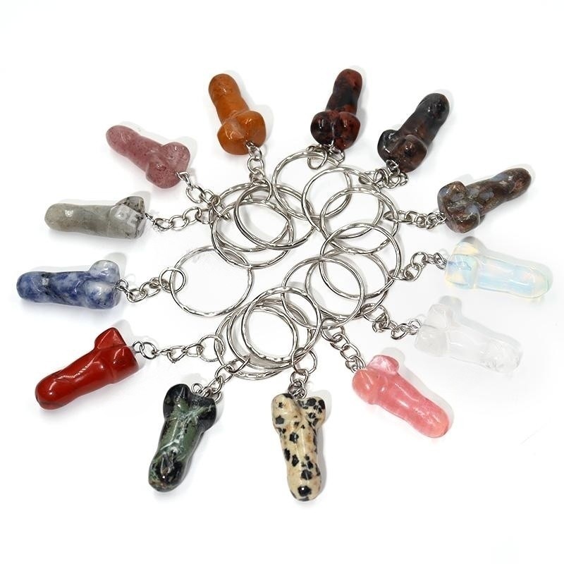 Keychains Man Penis Pendant For Natural Stone Genitalia Shaped Pendants Car Keyring Hanging Jewelry Funny Women Friends Gifts