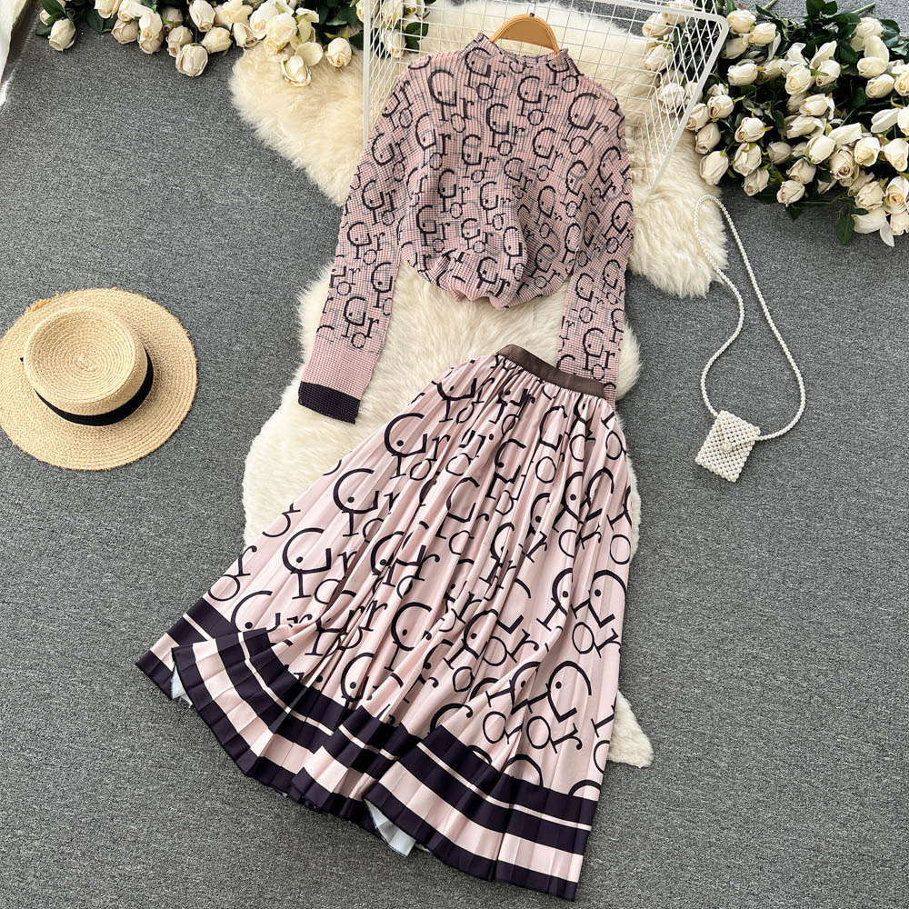 2024 Two Piece Dress New Summer Runway Rose Red Lace Two Piece Set Outfits Women Hollow Out Pocket Shirt Top+Belt Pearls Single Breasted Midi Skirt Suit