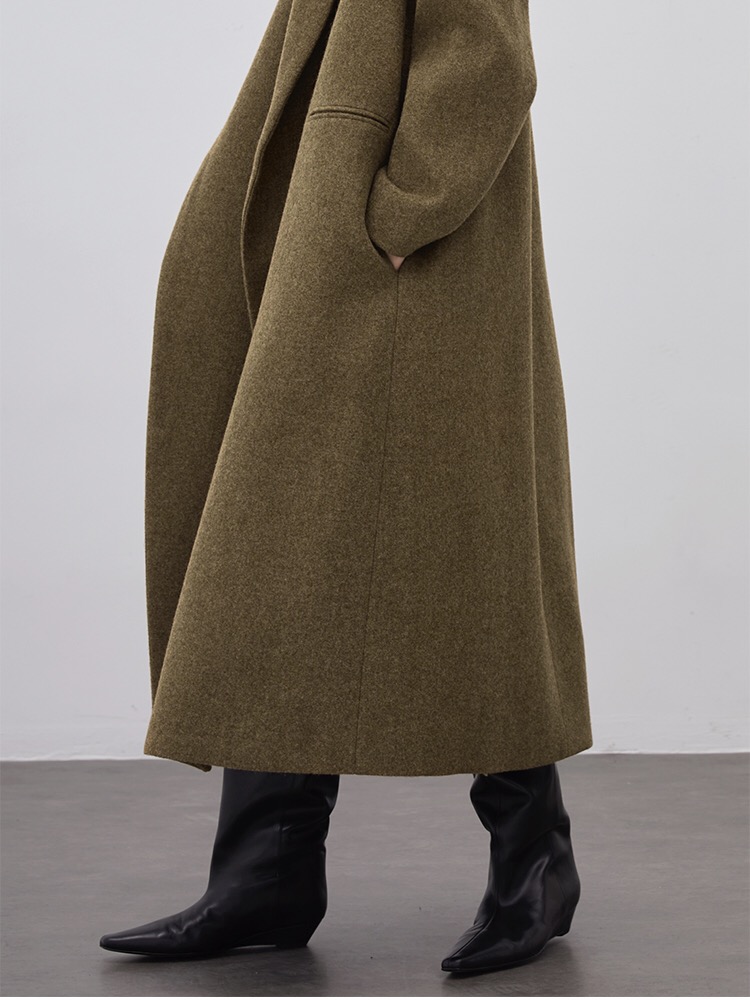 23 Autumn/Winter The r * w Wool Coat Warm and Thickened Long Minimalist Style Wide Shoulder Wool Coat Women's Coat