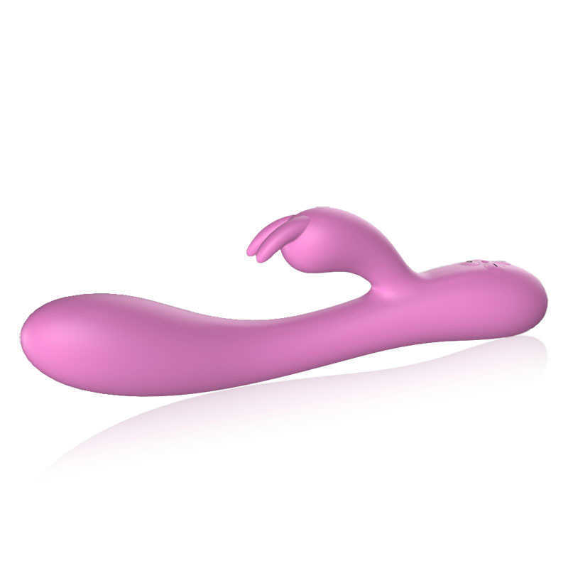 Dispositivo de masturbação de aquecimento de coelho de cabeça dupla massagem elétrica AV vara vibratória para mulheres