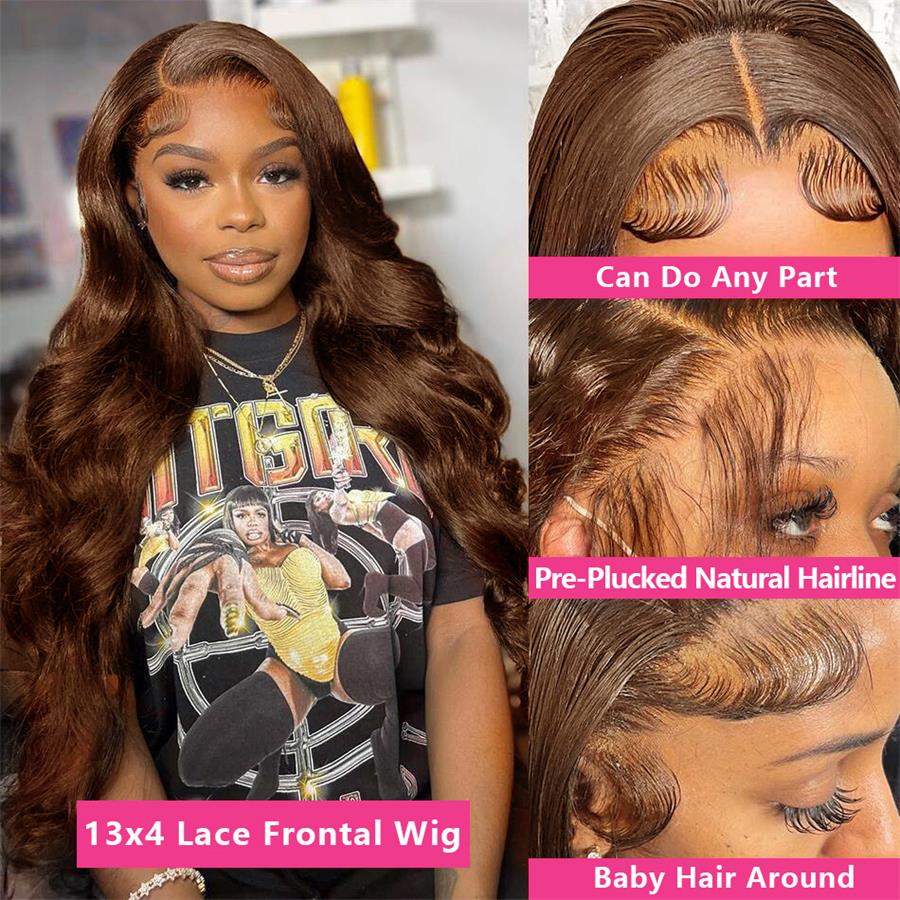 32 Inch Brown Wig Body Wave Lace Front Wig Chocolate Brown Lace Front Wigs Hd 13x4 Lace Frontal Wig Colored Human Hair Wigs Remy