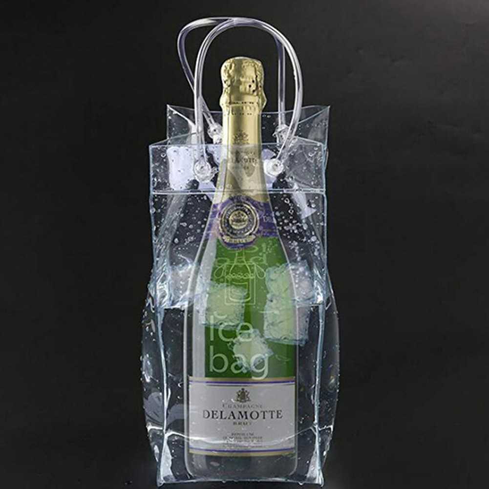 Ice Wine Bags PVC Transparent Cooler Clear Pouch Ice Bucket Wine Champagne Bottle Chiller With Carry Handle Drink Bottle HKD230828