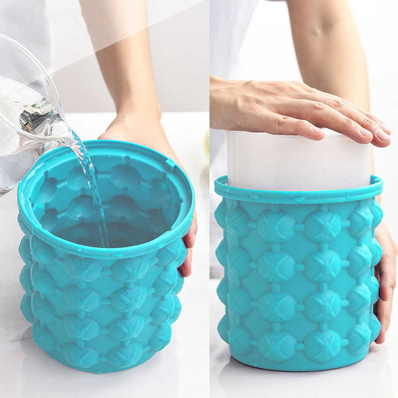 Silicone ice Cube Maker Beverage Cooler Tray Portable Bucket Wine Ice Cooler Beer Cabinet Kitchen Tools Drinking Whiskey Freeze HKD230828