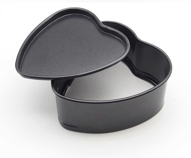 Baking Pans Bakeware Kitchen Cake mold Love Heart Shape baking dish Heavy Carbon Non-stick Slipknot Removable Base Tray ZXH HKD230828