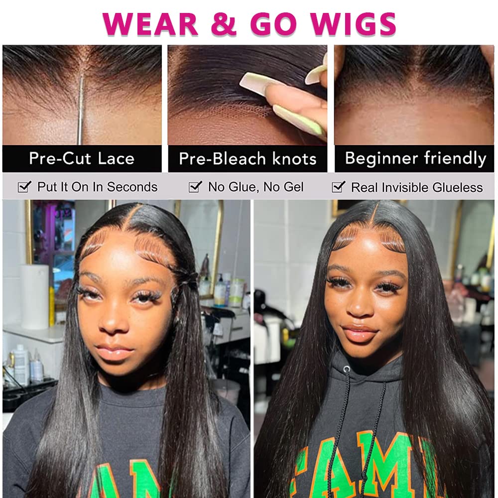 Wear and Go Glueless Wig Malaysian Straight 4x4 5x5 HD Lace Closure Glueless Wig Human Hair Ready To Wear Pre Cut Pre Plucked