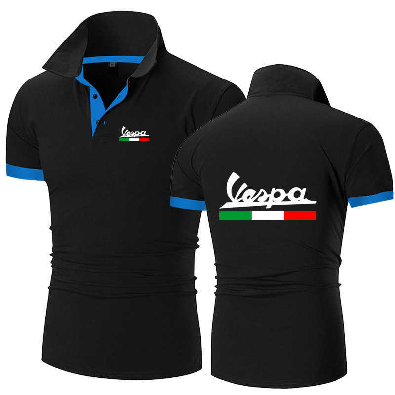 Vespa 2023 Новые мужчины Новая летняя горячая распродажа Polo рубашка с коротким рукавом Casual Cotton Business Clothing Hkd230825