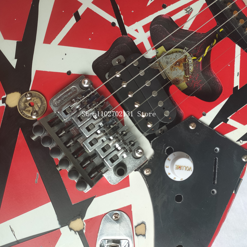 Eddie relic Van Halen versione 82 anni Chitarra elettrica Franken / Striscia nera bianca / Invecchiato pesante / Spedizione gratuita