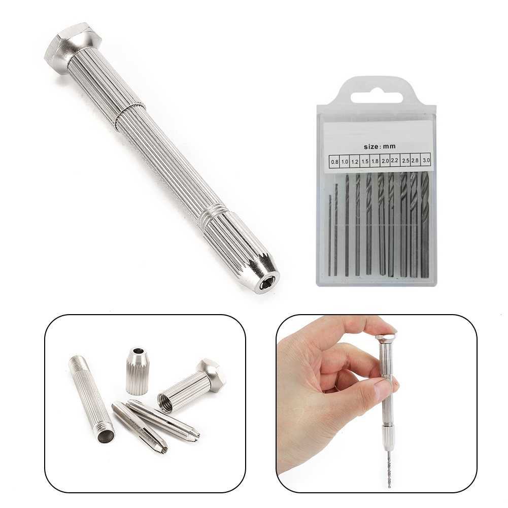 Mini Hand Drill With Keyless Chuck+0.8mm-3.0mm HSS Drill Bits For Epoxy Resin Jewelry Making DIY Wood Craft Handmade Tools HKD 230828.