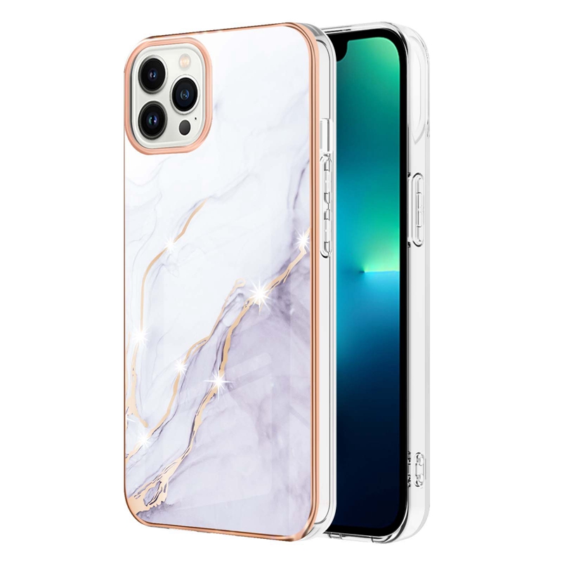 32Designs Marble Soft IMD TPU Chromed Cases For Iphone 15 Pro Max 14 Plus 13 12 11 Samsung S23 FE A24 Fashion Flower Ocean Bling Scale Plating Granite Stone Back Cover