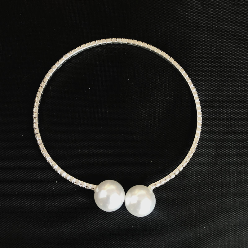 Populär enkelrad silverpläterad krage armband set pärla krage varm försäljning