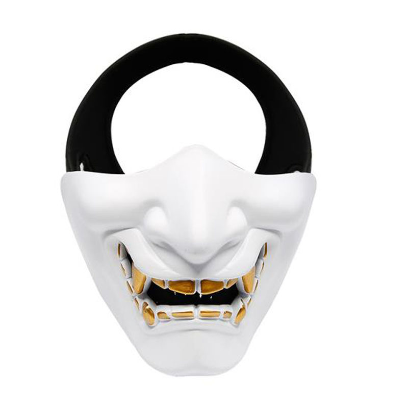 Maski imprezowe kostium Halloween Cosplay Half Face Zła demon Grimace Kabuki samurai Prajna Hannya Oni taktyczna maska